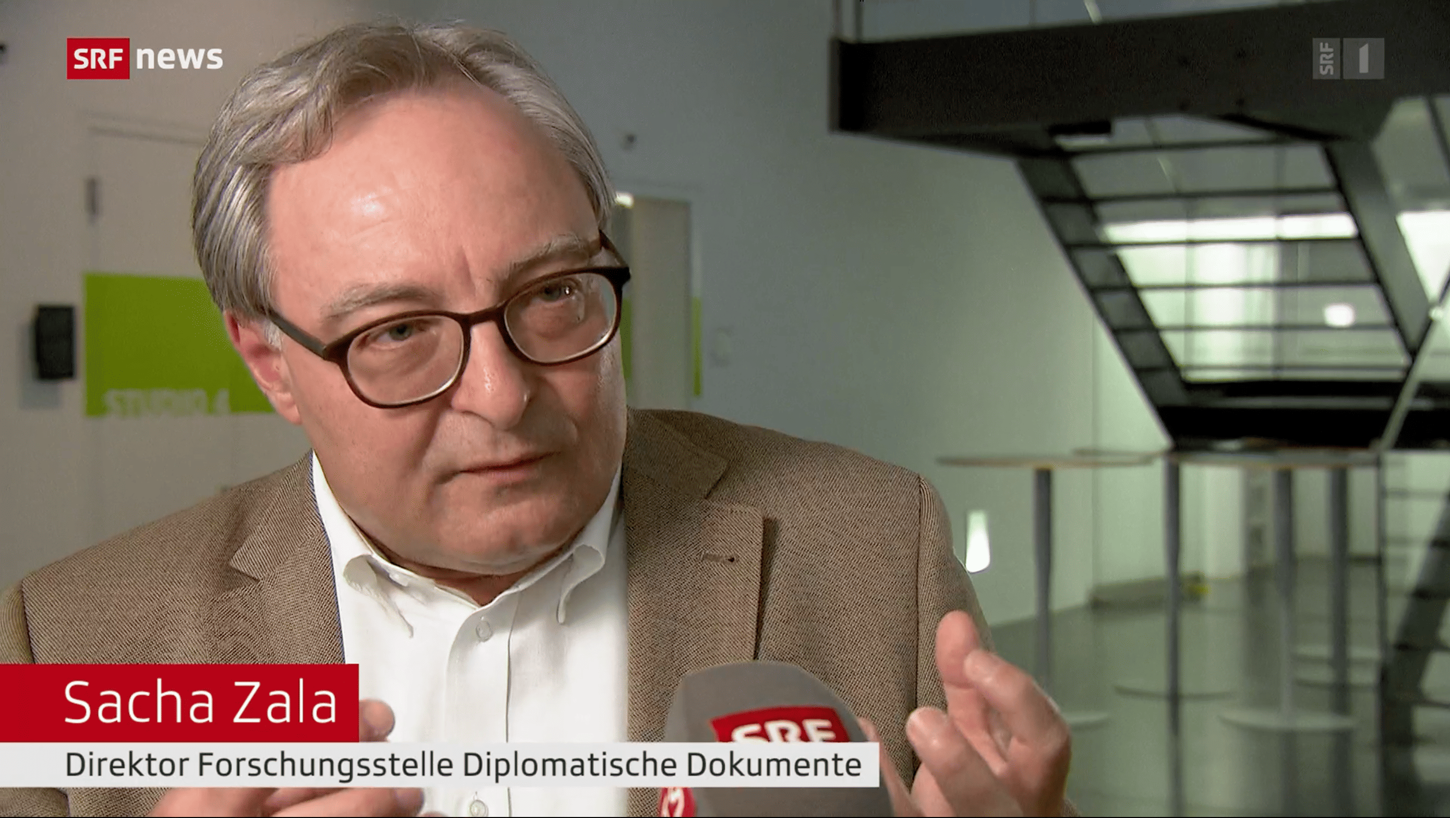 Sacha Zala spricht in der Tagesschau