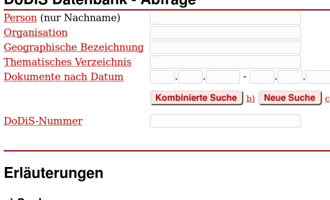 So sah Dodis aus, als die Datenbank 1997 online ging.