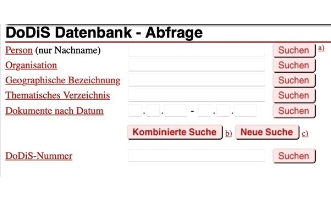 Screenshot Dodis-Datenbank 2001